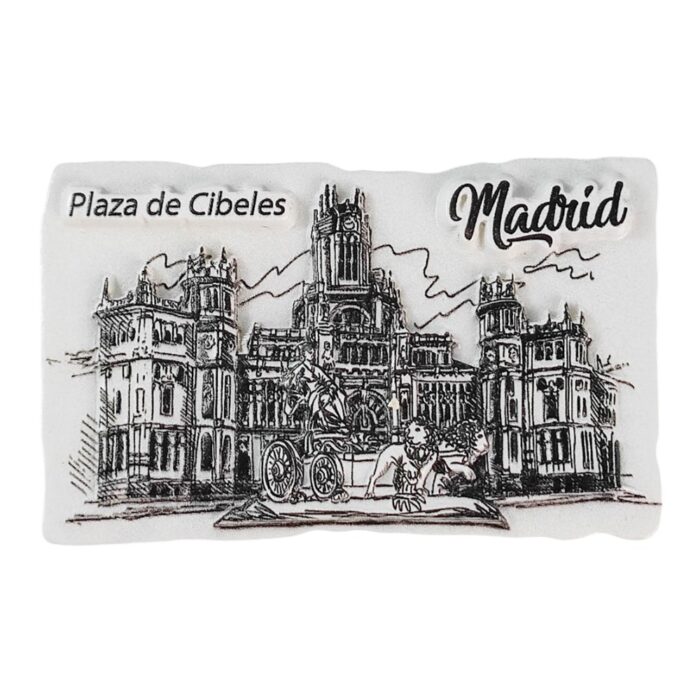 madrid spain fridge magnets plaza de cibeles monochrome sketch travel souvenir gift & memo board decoration