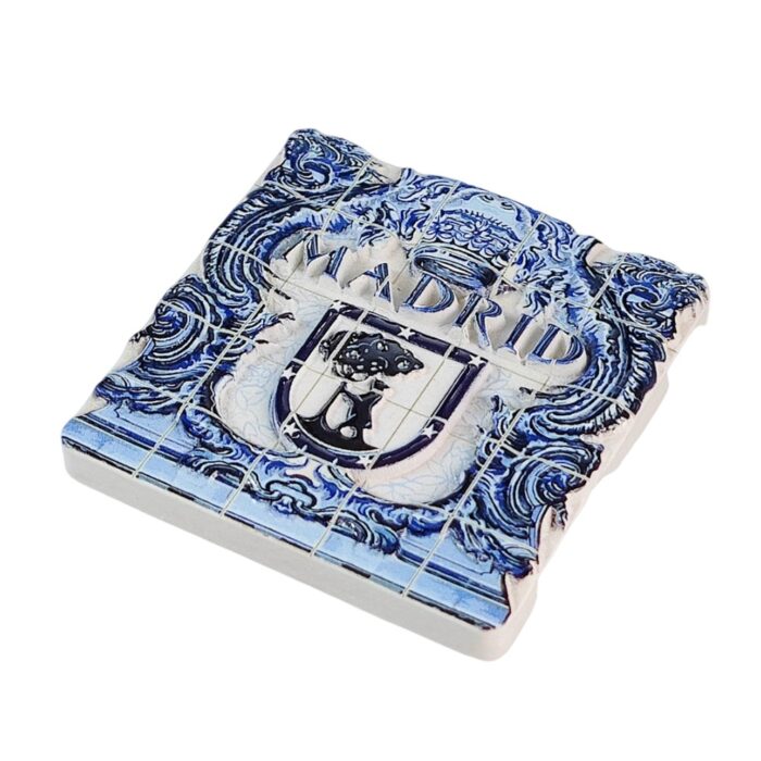 madrid spain fridge magnets blue tile crest pattern travel souvenir gift & mediterranean kitchen decor
