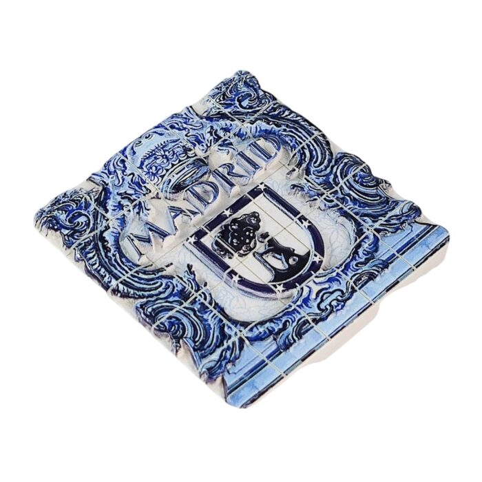 madrid spain fridge magnets blue tile crest pattern travel souvenir gift & mediterranean kitchen decor