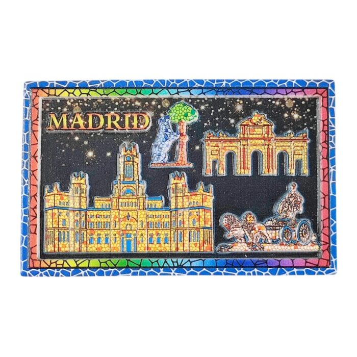 madrid spain fridge magnets colorful landmark collage travel souvenir gift & kitchen magnetic art