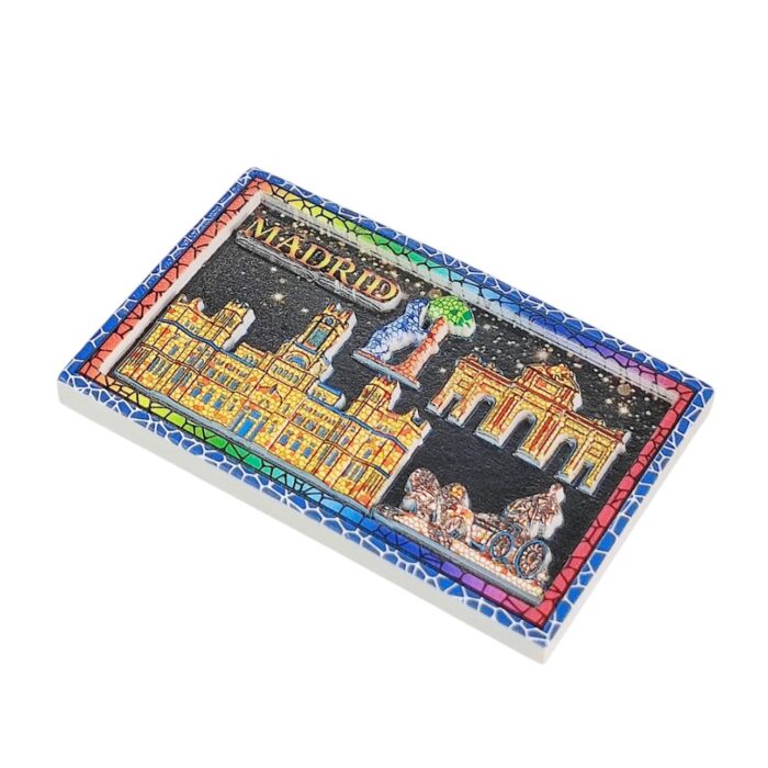 madrid spain fridge magnets colorful landmark collage travel souvenir gift & kitchen magnetic art