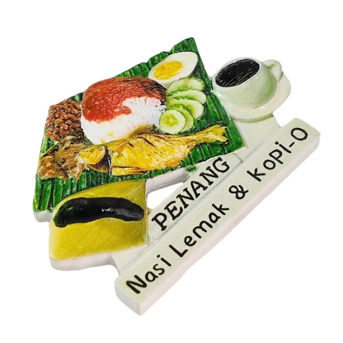 penang malaysia fridge magnets nasi lemak and kopi o traditional food travel souvenir gift & kitchen magnet decor