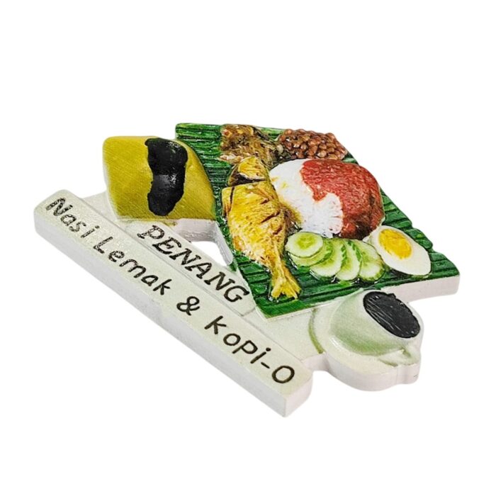 penang malaysia fridge magnets nasi lemak and kopi o traditional food travel souvenir gift & kitchen magnet decor