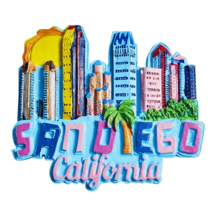 san diego california usa fridge magnets colorful skyline palm tree travel souvenir gift & beach vibes magnetic display