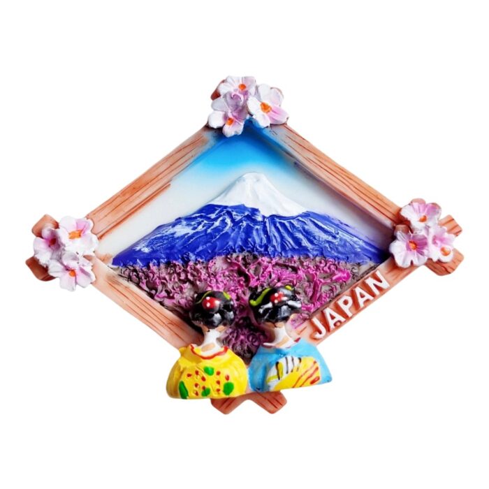 japan fridge magnet mt. fuji and geisha travel souvenir gift & oriental kitchen decor