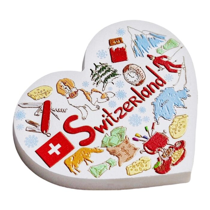 switzerland fridge magnet heart shaped swiss alps travel souvenir & alpine whiteboard decor