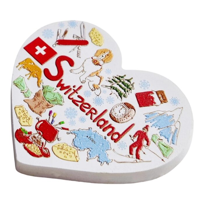 switzerland fridge magnet heart shaped swiss alps travel souvenir & alpine whiteboard decor