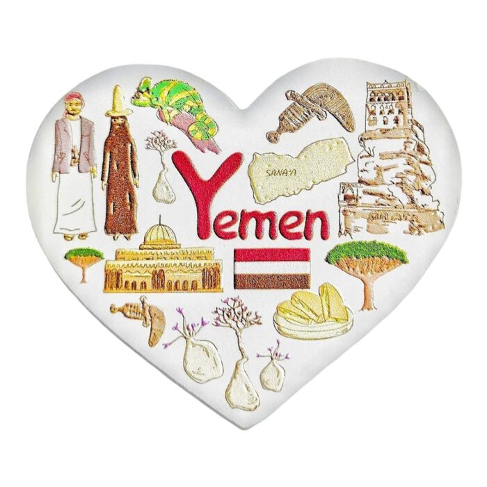 yemen fridge magnet heart shaped arabian heritage travel souvenir & unique memo board decoration