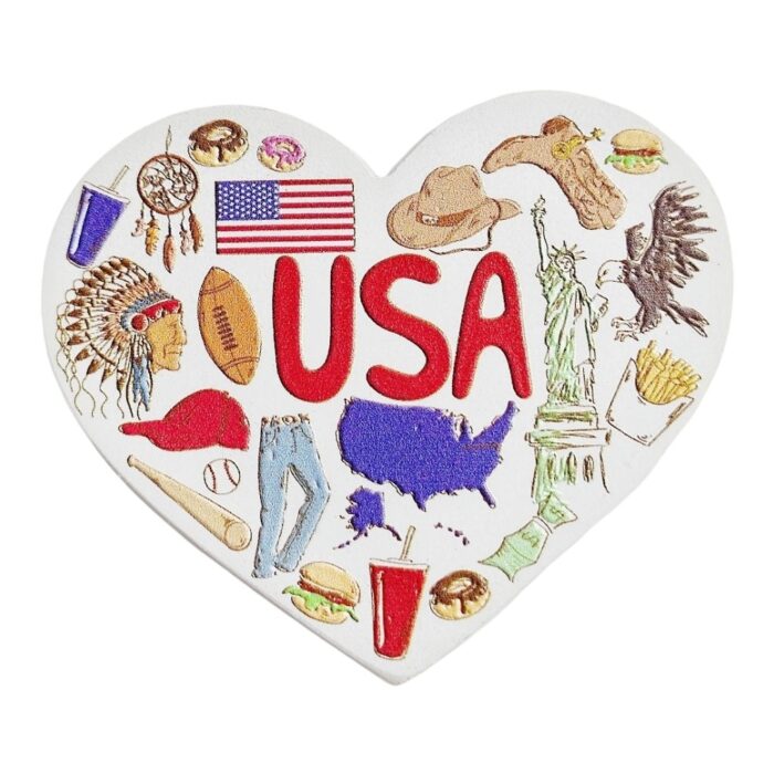 usa fridge magnet heart shaped american culture travel souvenir gift & fun fridge decor