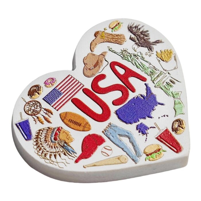 usa fridge magnet heart shaped american culture travel souvenir gift & fun fridge decor