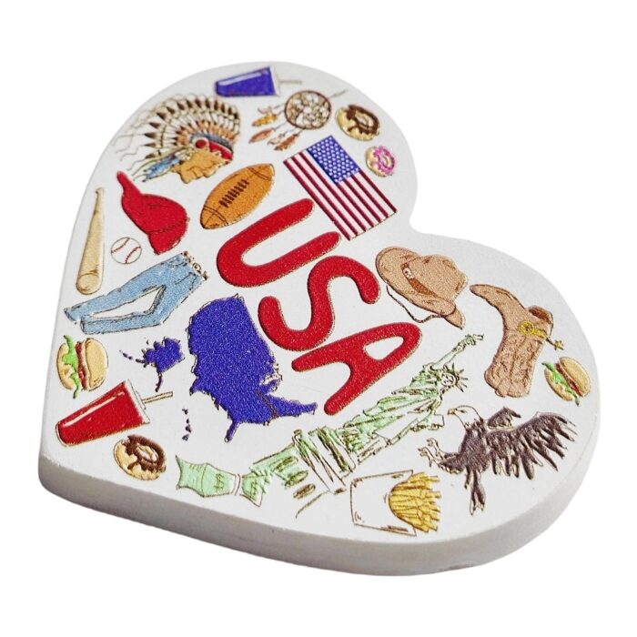 usa fridge magnet heart shaped american culture travel souvenir gift & fun fridge decor