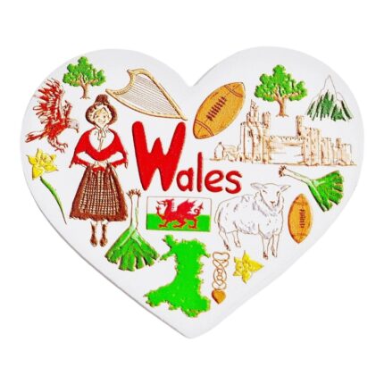 wales fridge magnet heart shaped travel souvenir gift & welsh culture whiteboard decor