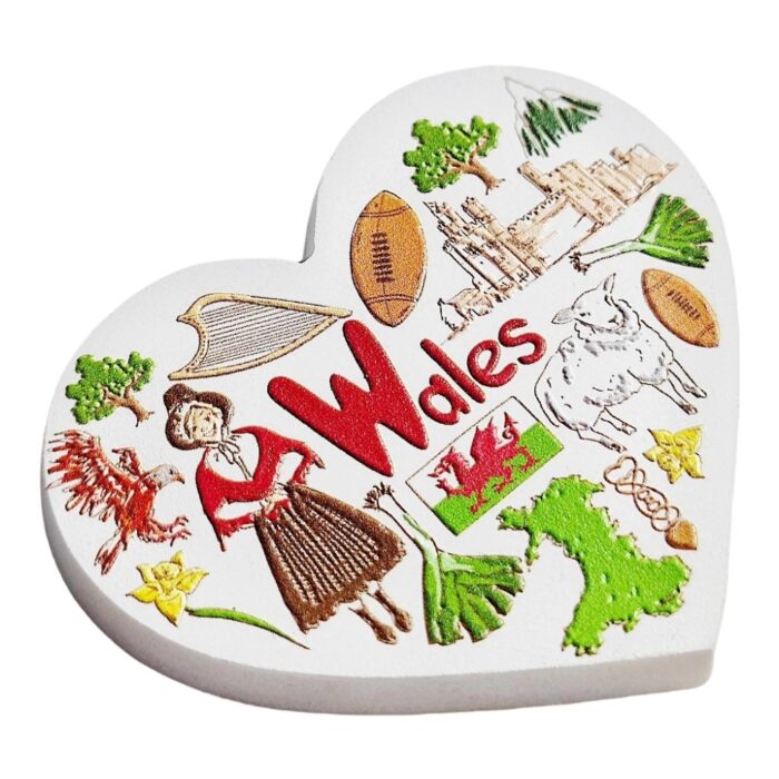 wales fridge magnet heart shaped travel souvenir gift & welsh culture whiteboard decor