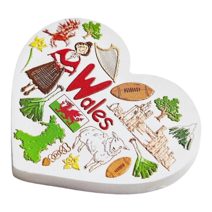 wales fridge magnet heart shaped travel souvenir gift & welsh culture whiteboard decor