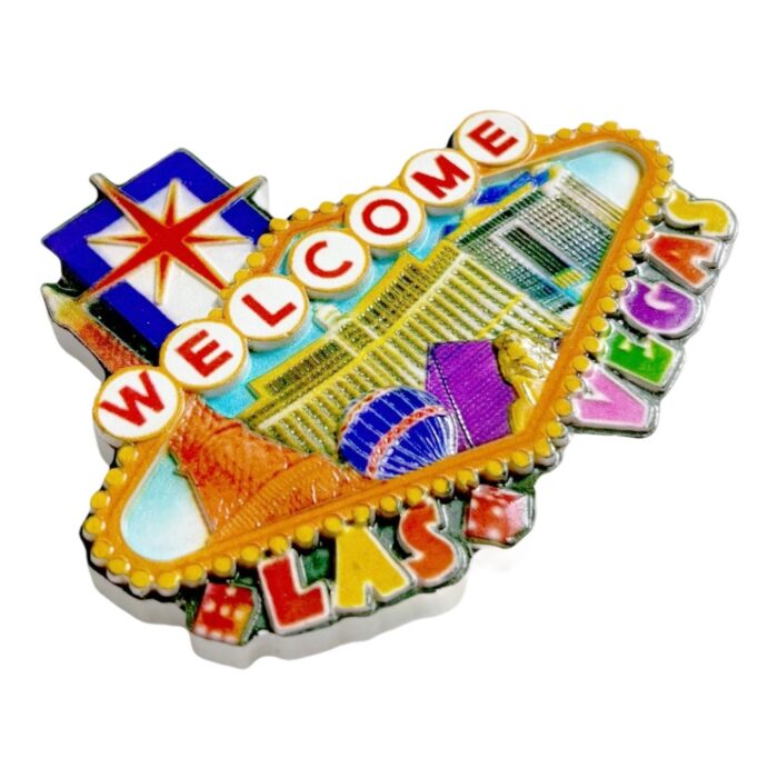 welcome to vegas fridge magnets neon sign souvenir, eiffel tower & pyramid collector's item with led style effects