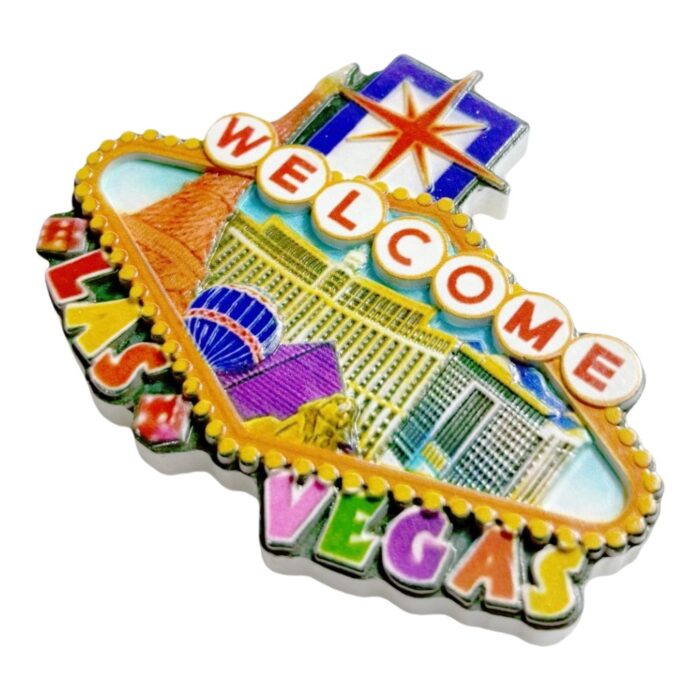 welcome to vegas fridge magnets neon sign souvenir, eiffel tower & pyramid collector's item with led style effects