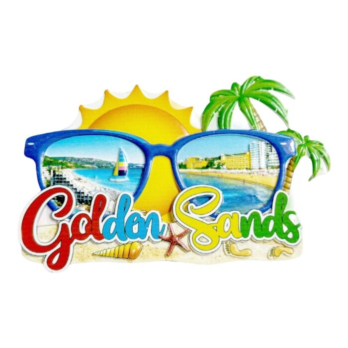 golden sands fridge magnets beach holiday souvenir, sunglasses shaped summer decor with palm tree & seashell motifs