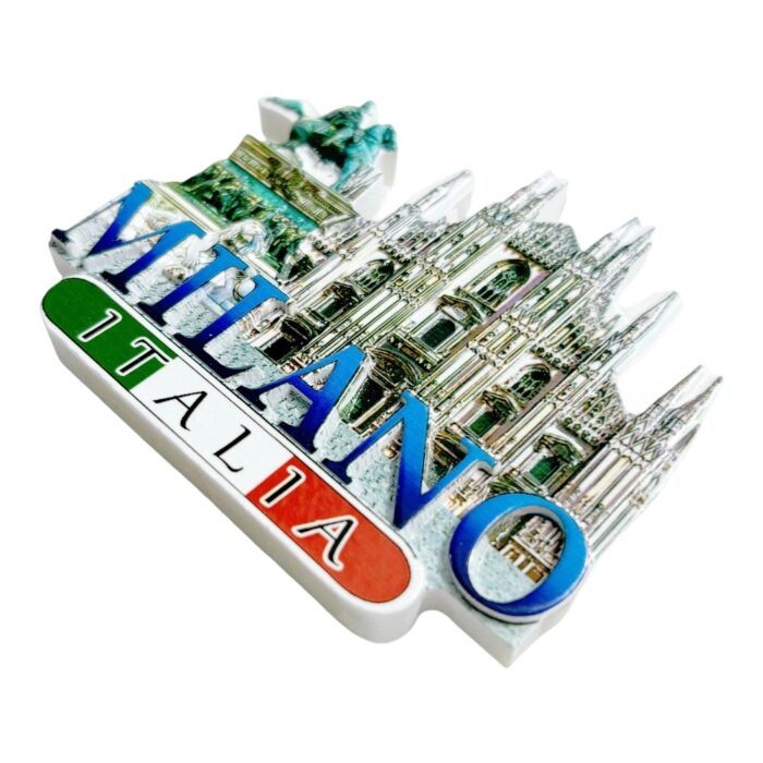 3d fridge magnets milan cathedral gothic architecture souvenir, travel collector's gift & whiteboard decor with "milano italia" inscription
