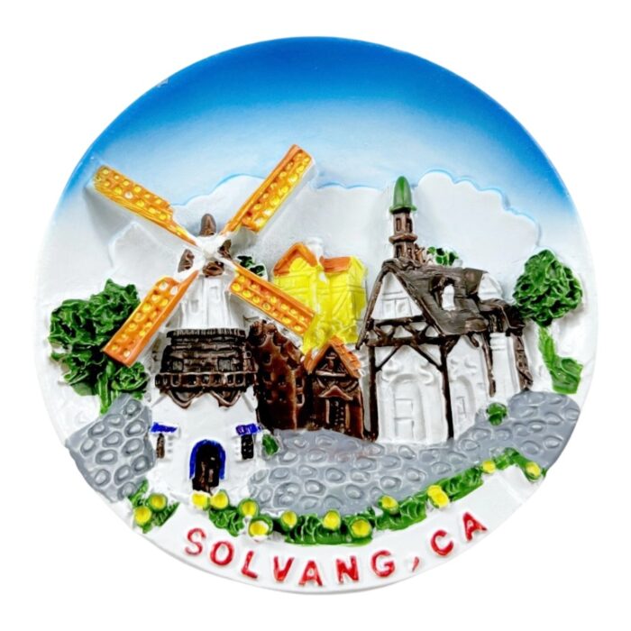 solvang danish village fridge magnets california windmill souvenir, european style architecture gift with "solvang ca" marking