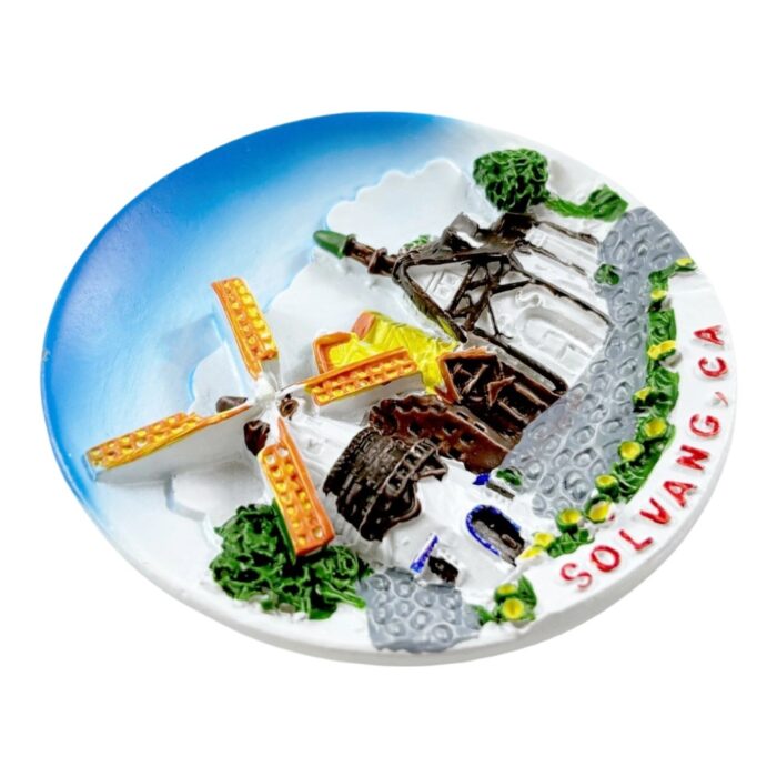 solvang danish village fridge magnets california windmill souvenir, european style architecture gift with "solvang ca" marking