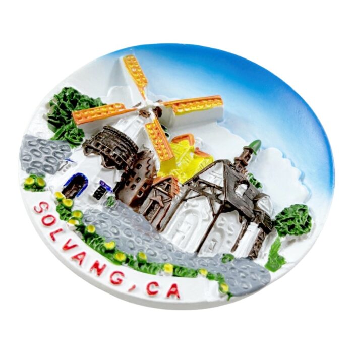 solvang danish village fridge magnets california windmill souvenir, european style architecture gift with "solvang ca" marking