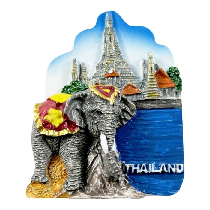 elephant culture fridge magnets thai temple & golden ornament souvenir, traditional animal lover gift with "thailand" watermark
