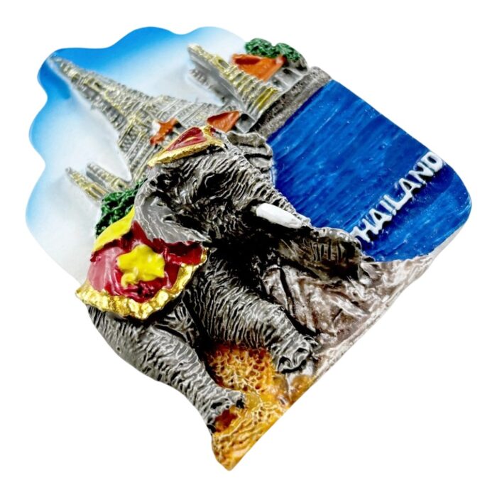 elephant culture fridge magnets thai temple & golden ornament souvenir, traditional animal lover gift with "thailand" watermark