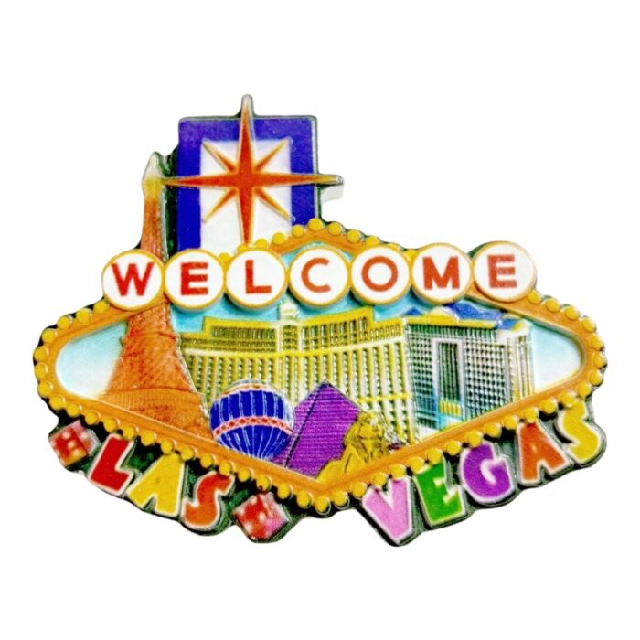 welcome to vegas fridge magnets neon sign souvenir, eiffel tower & pyramid collector's item with led style effects