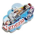 venice gondola panorama fridge magnet venezia skyline with rainbow & canals, italian travel collectible | romantic watercity decor