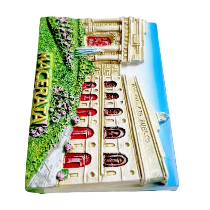 macerata italy fridge magnet renaissance architecture with golden lettering | marche region collectible | italian cityscape decor