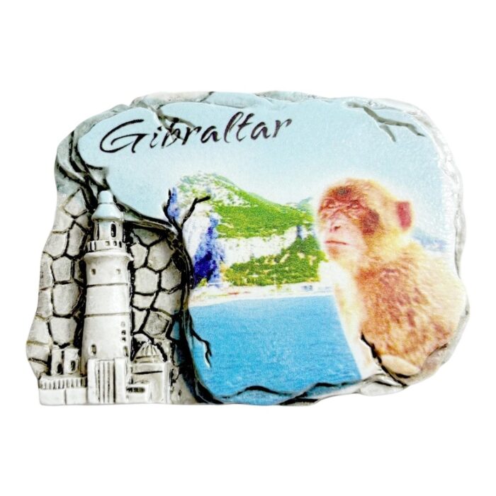 gibraltar monkey fridge magnets rock of gibraltar souvenir, lighthouse & ape family collectible with coastal landscape