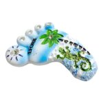 eforie beach foot fridge magnets blue & white seashell souvenir, tropical sea decor with crystal diamonds & lizard accents