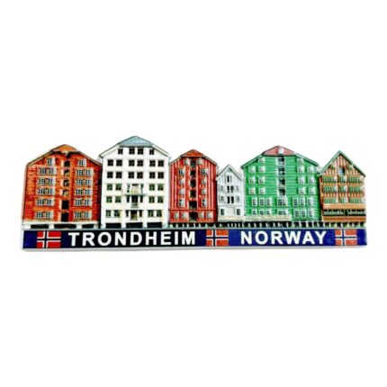 colorful trondheim fridge magnets norway architecture souvenir set, nordic village decor with flag emblems "trondheim norway"