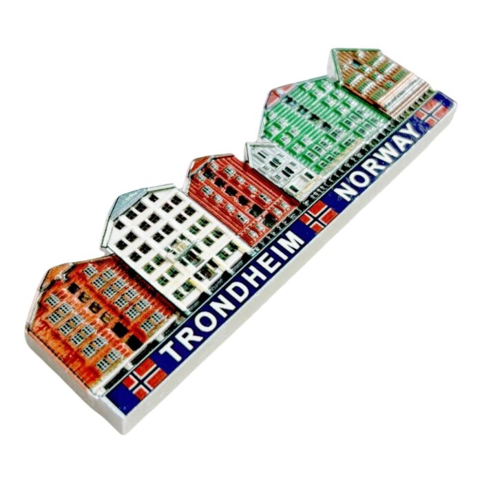 colorful trondheim fridge magnets norway architecture souvenir set, nordic village decor with flag emblems "trondheim norway"