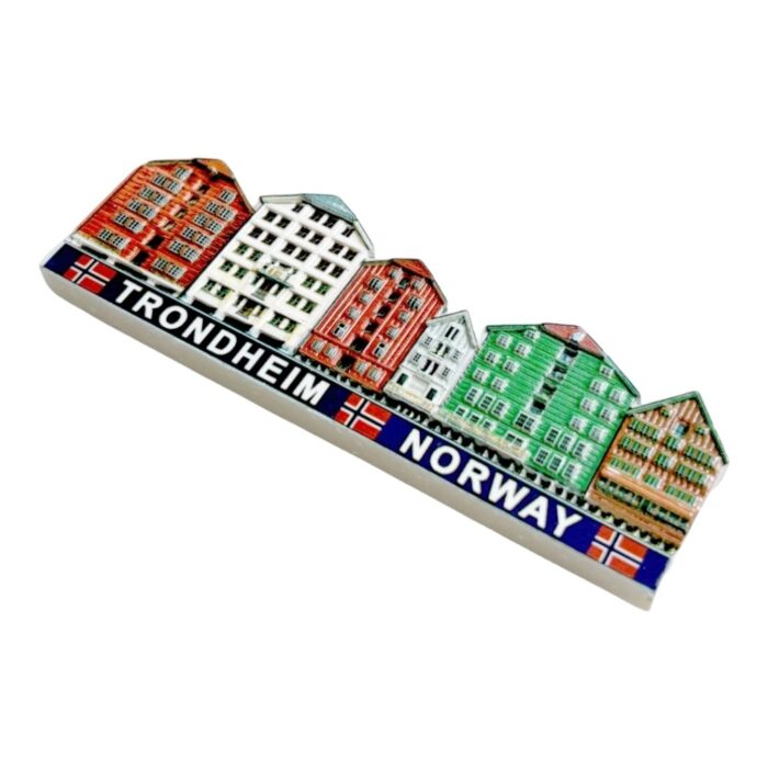 colorful trondheim fridge magnets norway architecture souvenir set, nordic village decor with flag emblems "trondheim norway"