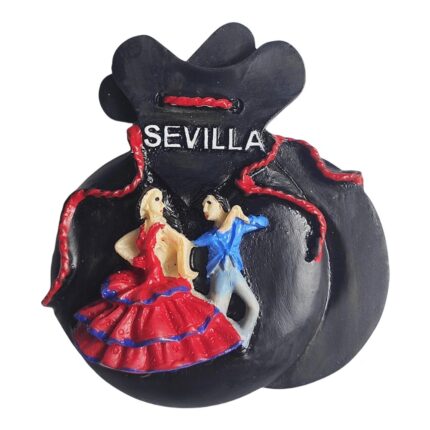 ​​sevilla spanish flamenco money bag fridge magnet​​ handcrafted andalusian dancer design | vibrant red & black souvenir | unique spain travel gift
