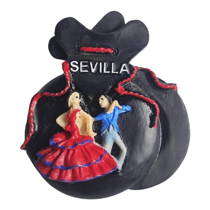 ​​sevilla spanish flamenco money bag fridge magnet​​ handcrafted andalusian dancer design | vibrant red & black souvenir | unique spain travel gift