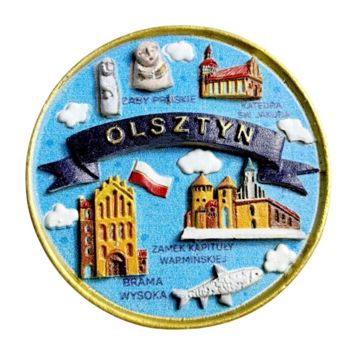 medieval castle fridge magnets olsztyn historical souvenir, warmia gate & st. james cathedral collectible with polish eagle