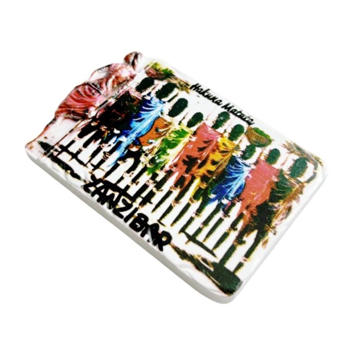 swahili culture fridge magnets zanzibar tribal art souvenir, "hakuna matata" phrase gift with traditional dancer silhouettes