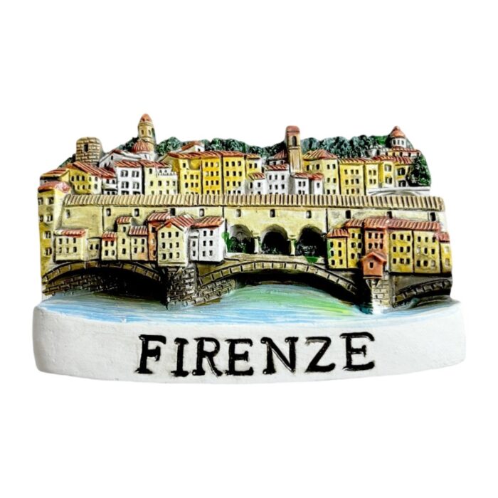 ponte vecchio fridge magnets firenze skyline souvenir, renaissance architecture gift with terracotta roof details
