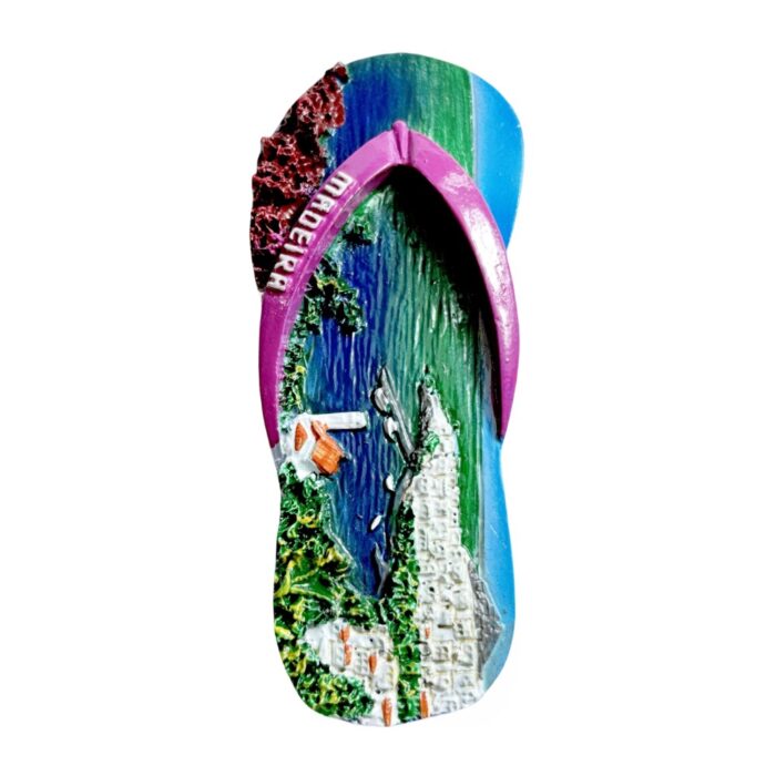 island sandal fridge magnets madeira 3d landscape souvenir, floral & coastal miniature with "madeira" embossing