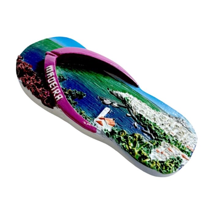 island sandal fridge magnets madeira 3d landscape souvenir, floral & coastal miniature with "madeira" embossing