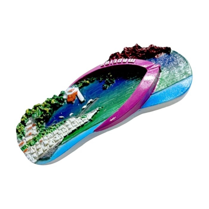 island sandal fridge magnets madeira 3d landscape souvenir, floral & coastal miniature with "madeira" embossing