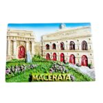 macerata italy fridge magnet renaissance architecture with golden lettering | marche region collectible | italian cityscape decor