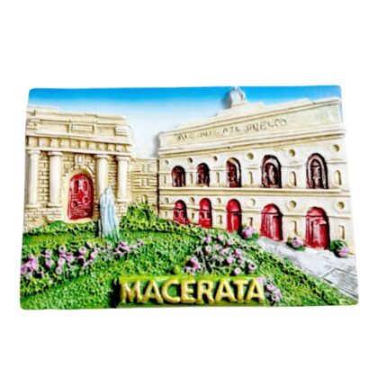 macerata italy fridge magnet renaissance architecture with golden lettering | marche region collectible | italian cityscape decor