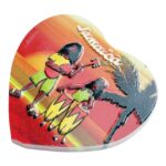 jamaican reggae heart fridge magnet tropical musicians with palm tree sunset, caribbean culture gift | vibrant island vacation souvenir