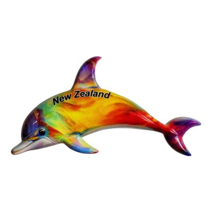 new zealand rainbow dolphin fridge magnet whimsical marine life souvenir, perfect travel memento & joyful fridge decor | kiwi coastal gift