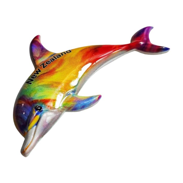new zealand rainbow dolphin fridge magnet whimsical marine life souvenir, perfect travel memento & joyful fridge decor | kiwi coastal gift