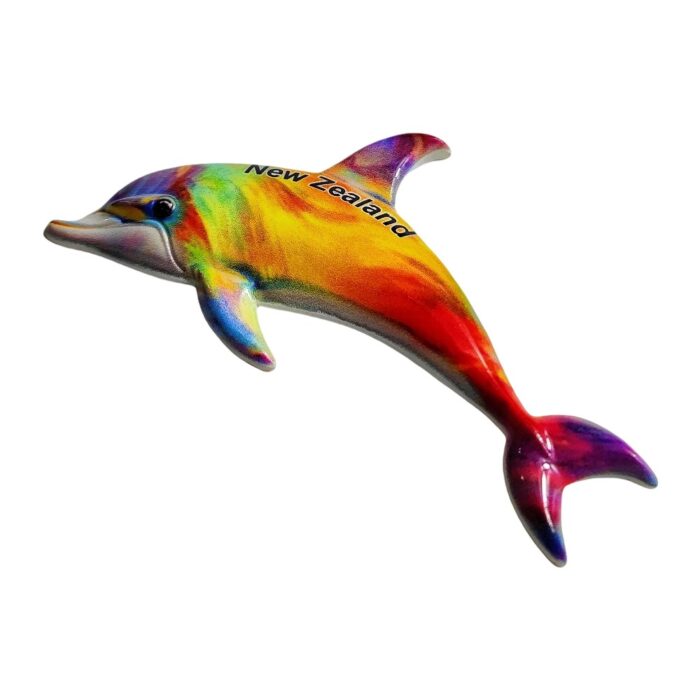 new zealand rainbow dolphin fridge magnet whimsical marine life souvenir, perfect travel memento & joyful fridge decor | kiwi coastal gift