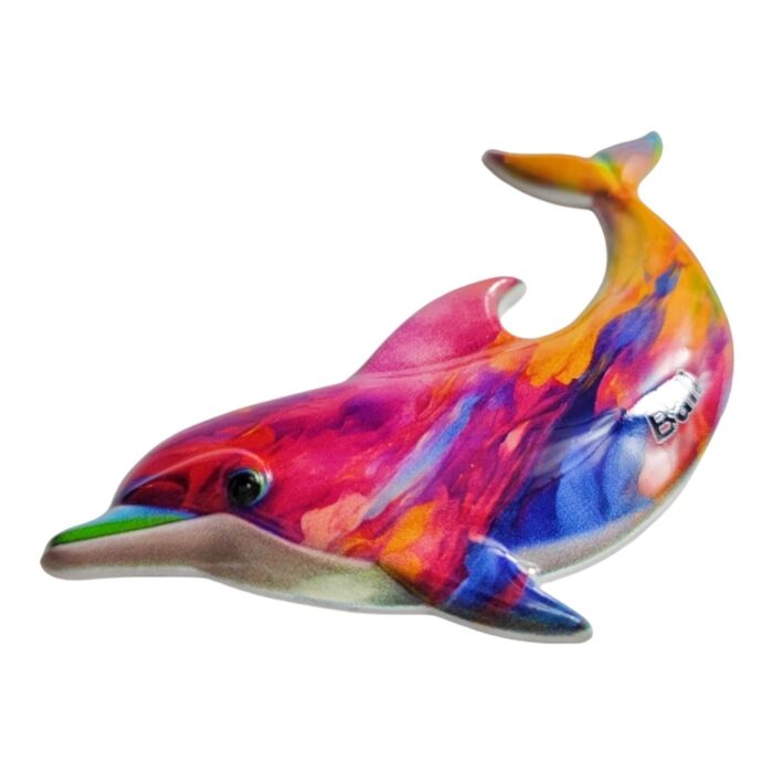 bali tropical dolphin fridge magnet colorful handmade resin art, unique travel souvenir & kitchen decor | vibrant island themed gift
